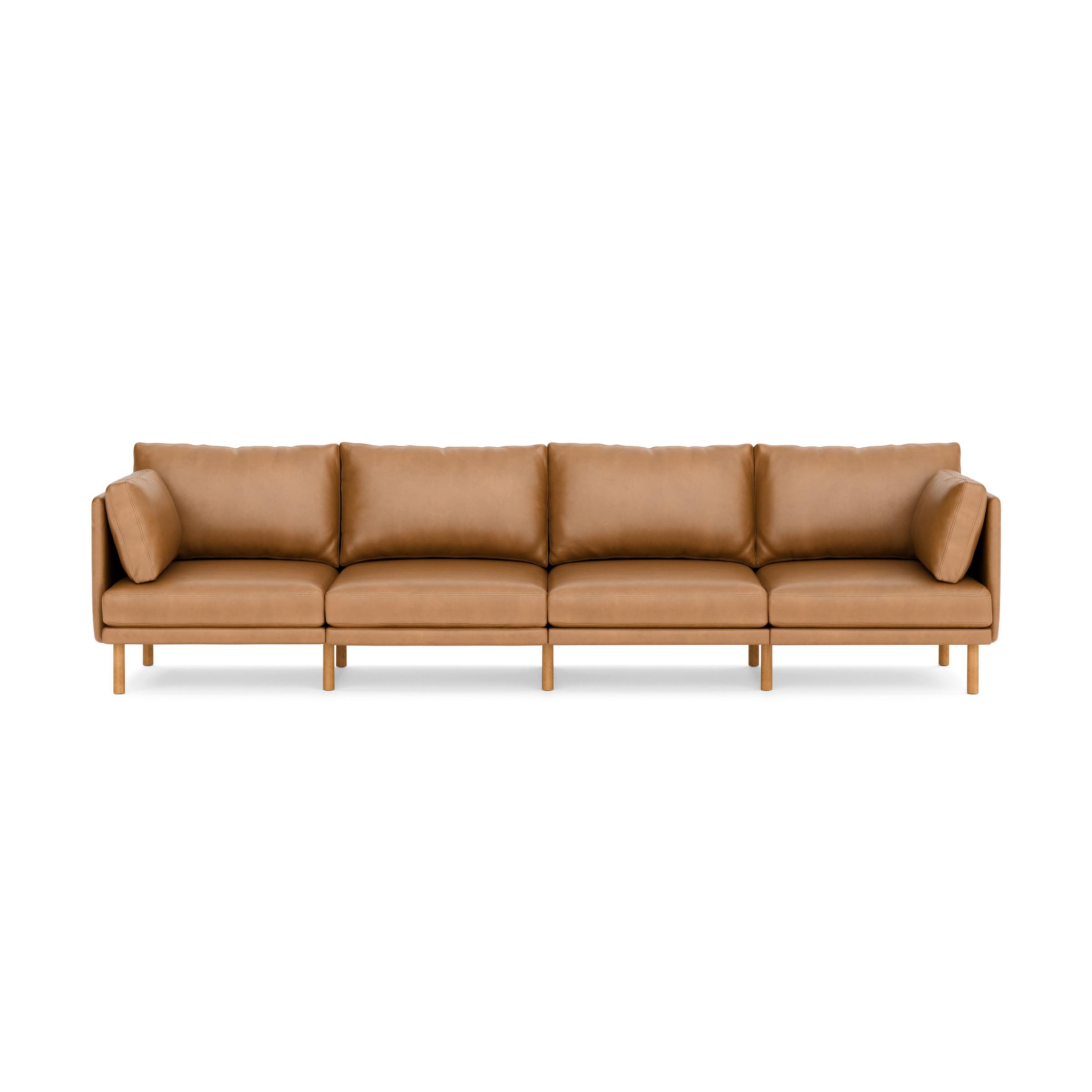 Field Leather 4-Piece Sofa - Camel - Top Grain Leather / Oak - Wood - Image 0