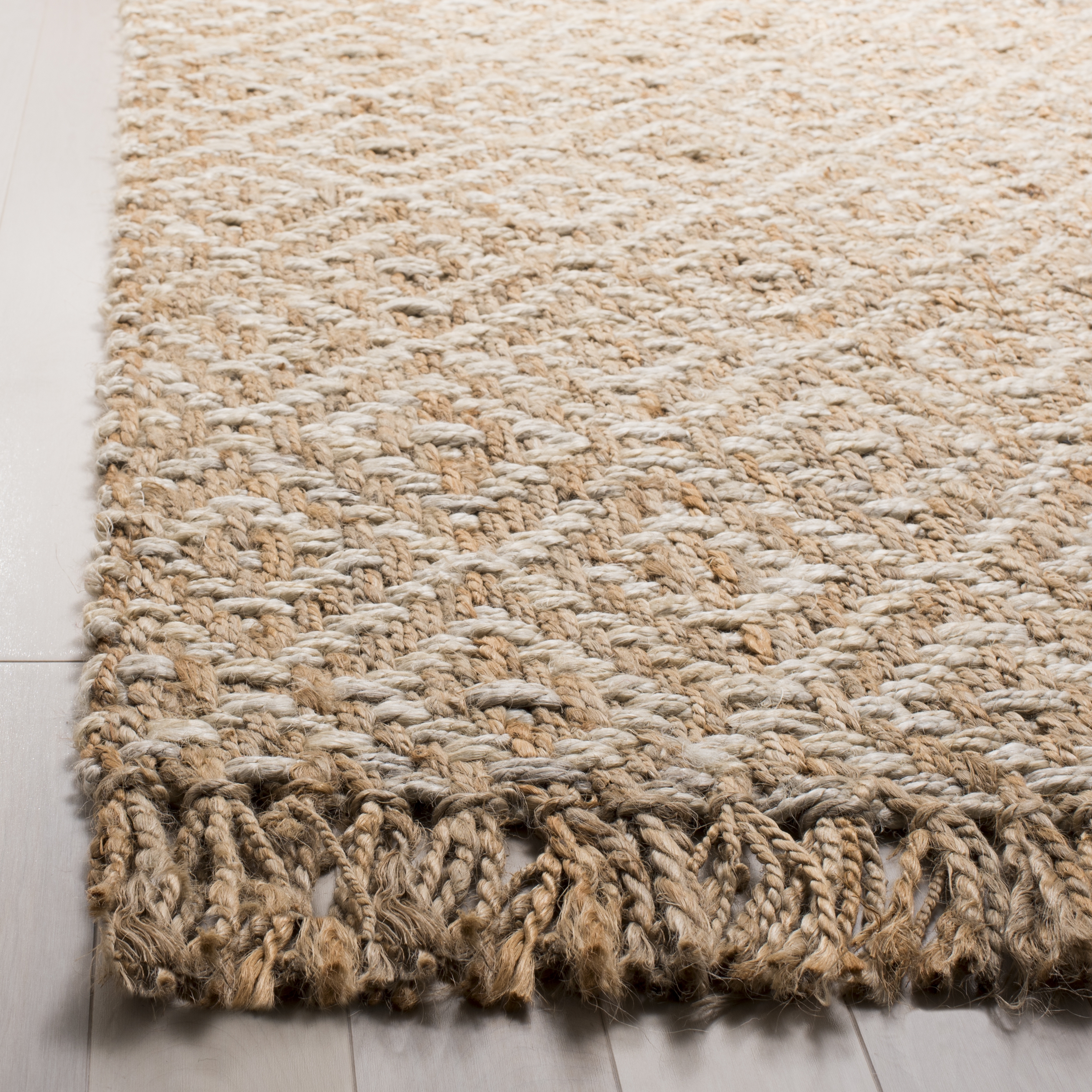 Arlo Home Hand Woven Area Rug, NF266A, Ivory/Natural,  6' X 6' Square - Image 1