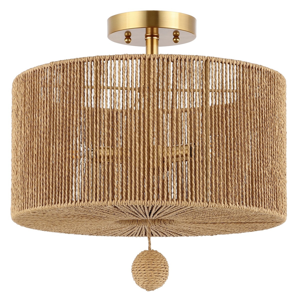 Solmaz 3 Lt 15.25" Flush Mount - Natural / Gold - Safavieh - Image 0