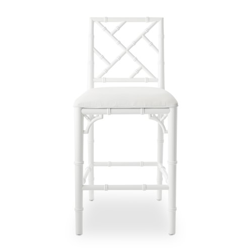 Chippendale Bistro Dining Counter Stool, White, Chunky Linen, White - Image 0