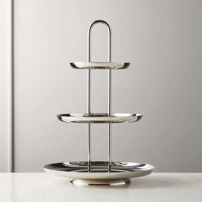 Porter Polished Stainless Steel 3-Tier Server with Handle - Image 0