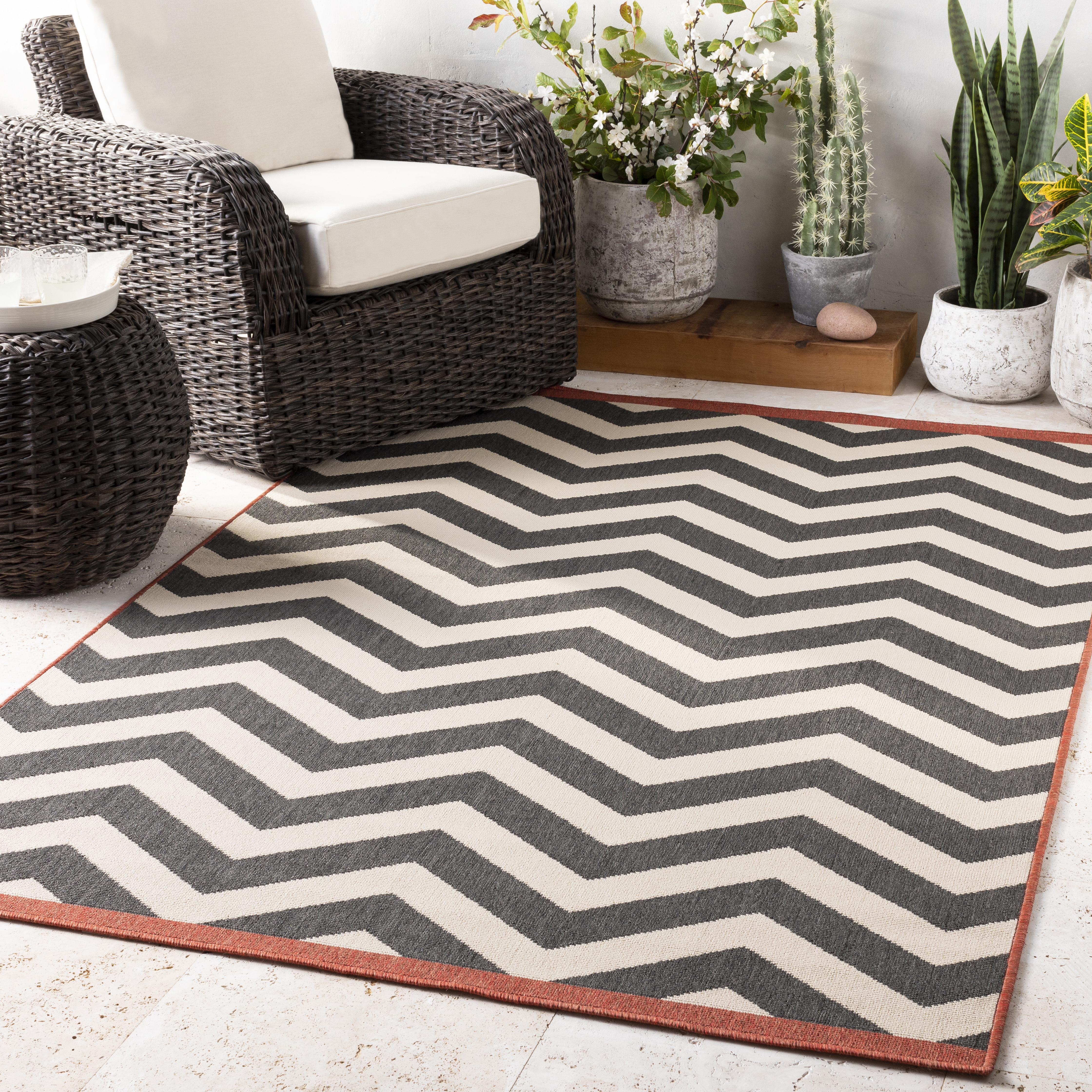Alfresco Beige Outdoor 8'10" x 12'10" Machine Woven Rug - Image 1