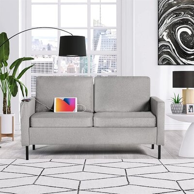 56" W Fabric Loveseat Sofa With 2 Usb - Image 0