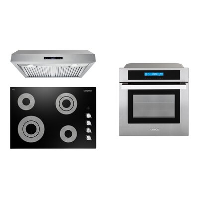 3 Piece Kitchen Package With 30" Electric Cooktop 30" Under Cabinet Range Hood 24" Single Electric Wall Oven - Image 0