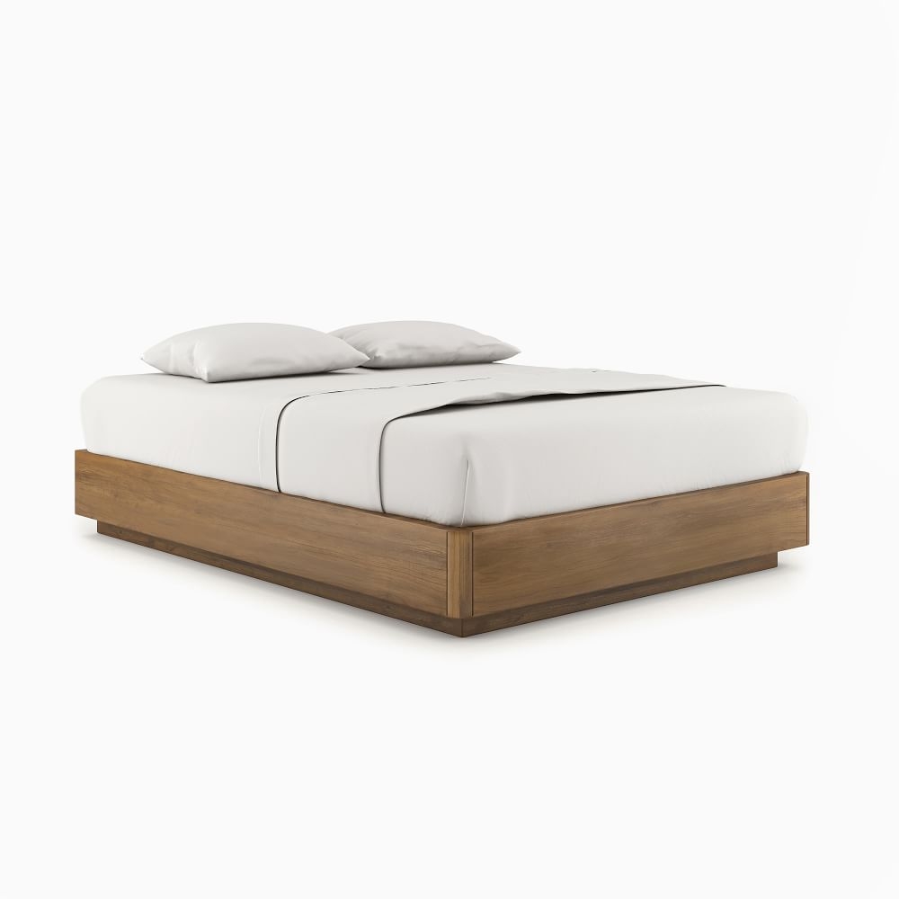 Plinth Bed Frame, Cool Walnut, Queen - Image 0