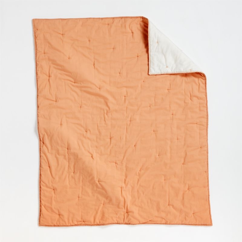 Peach Mini Tuft Organic Crib Blanket - Image 4
