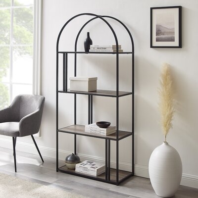 Helfer Steel Geometric Bookcase, Gray Wash - Image 1