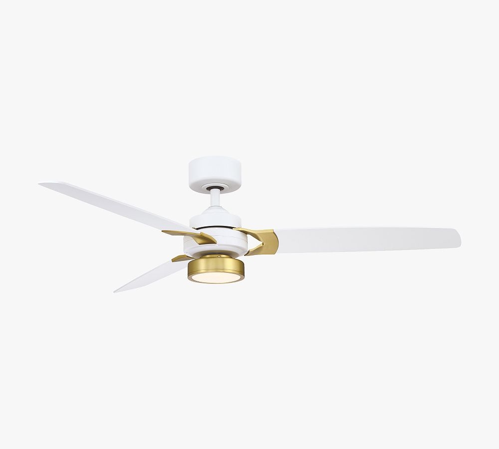 Amped 52" Indoor Ceiling Fan, Brass with Matte White Blades & LED Light Kit - Image 0