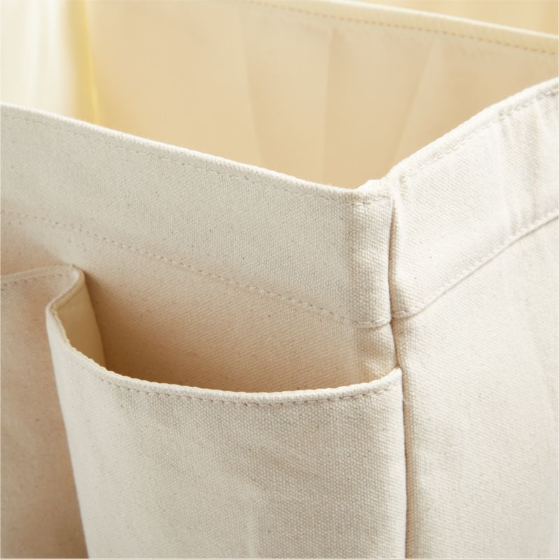 Canvas Diaper Caddy Organizer with Brown Leather Handle - Image 4