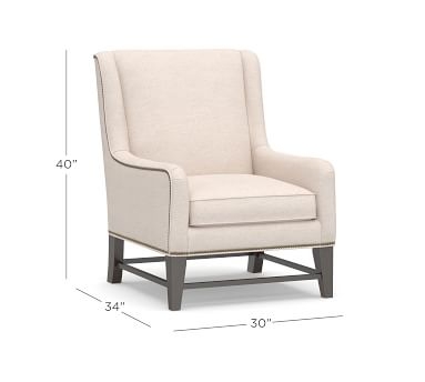 Berkeley Upholstered Armchair, Polyester Wrapped Cushions, Chenille Basketweave Oatmeal - Image 4