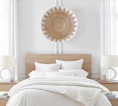 Sunny Handwoven Basket Wall Art, Natural & White, Set of 3 - Image 1