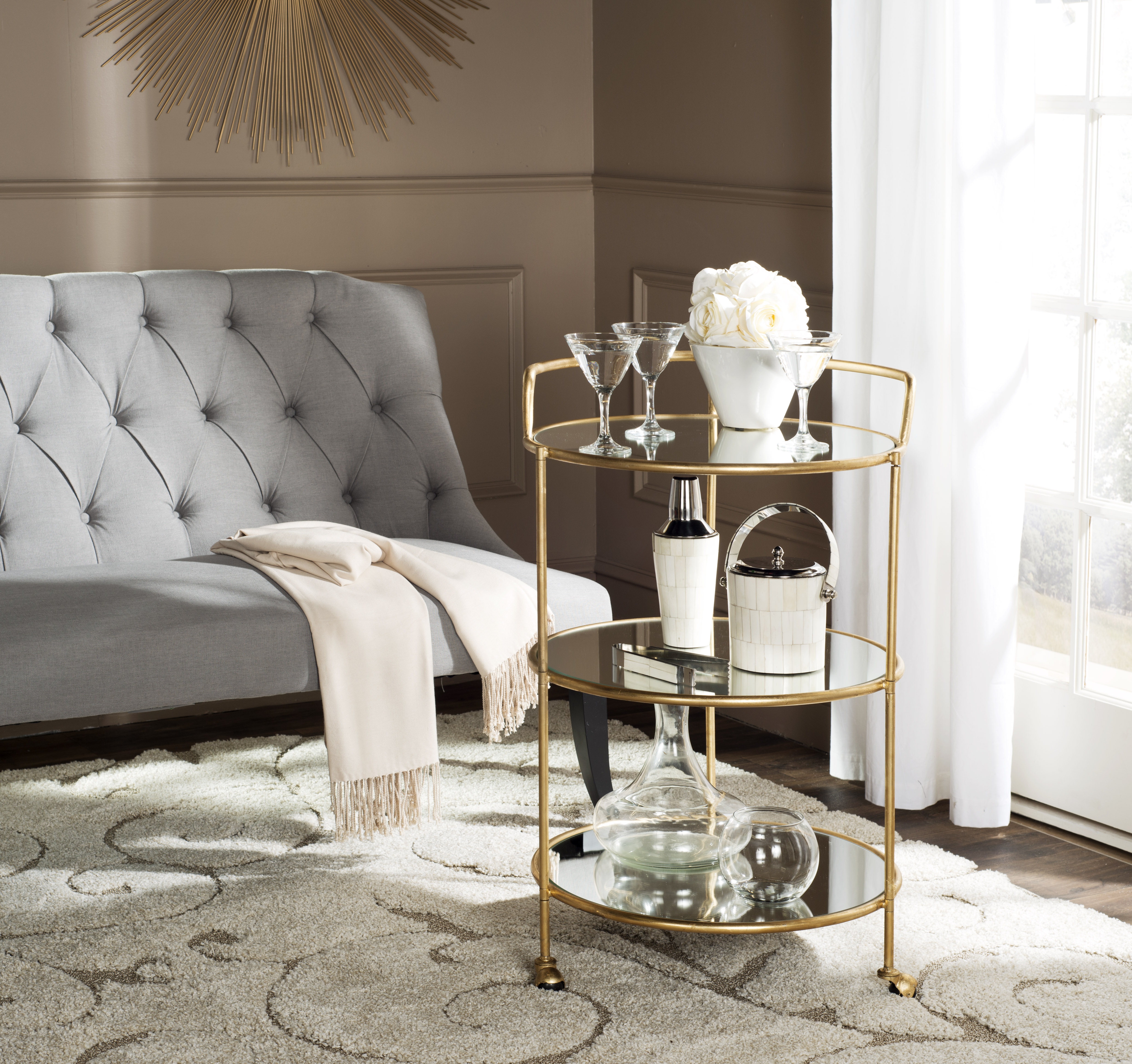 Dulcinea Bar Cart - Gold - Safavieh - Image 3