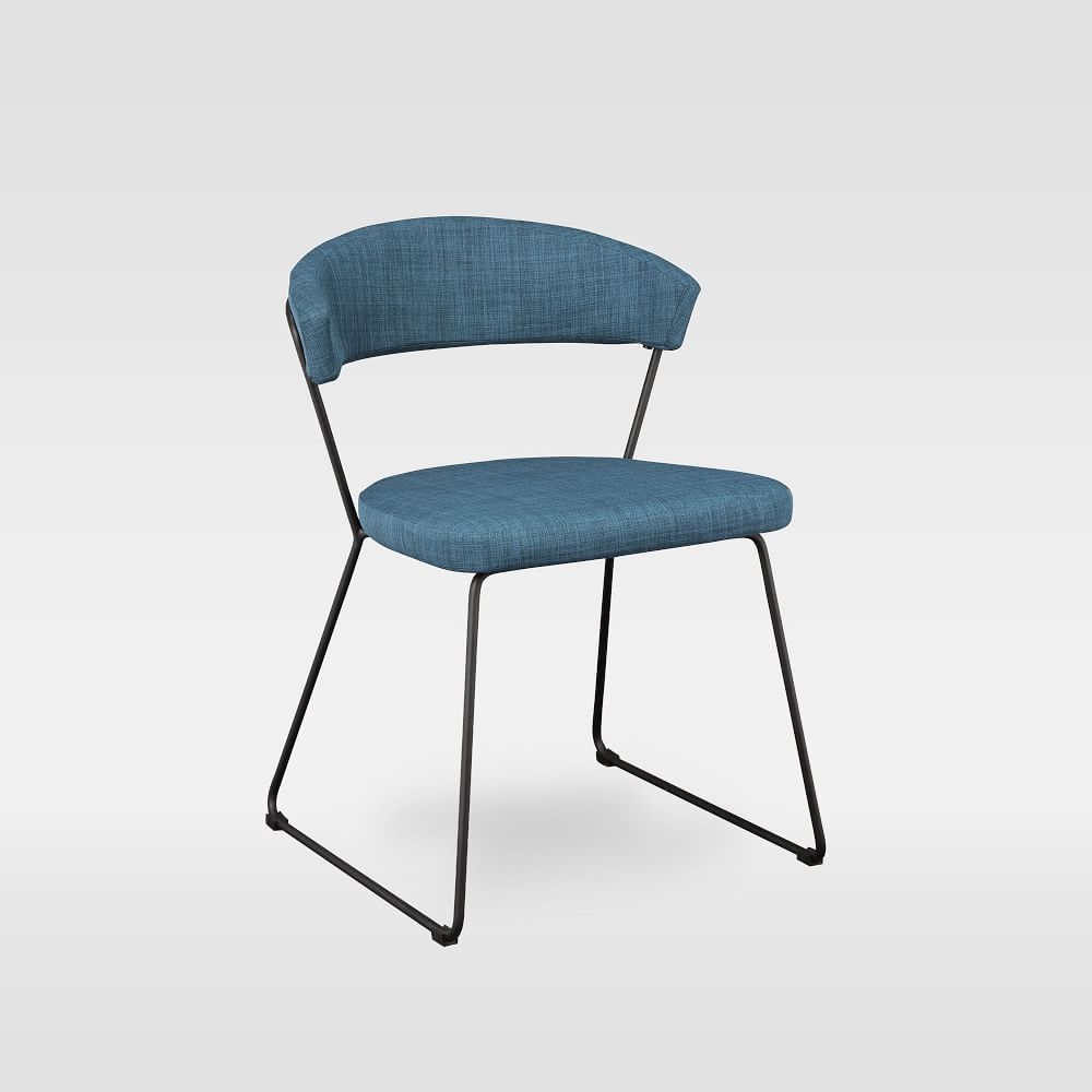Mod Frame Upholstered Dining Chair, Poly, Blue, Black, Set of 2 - Image 0