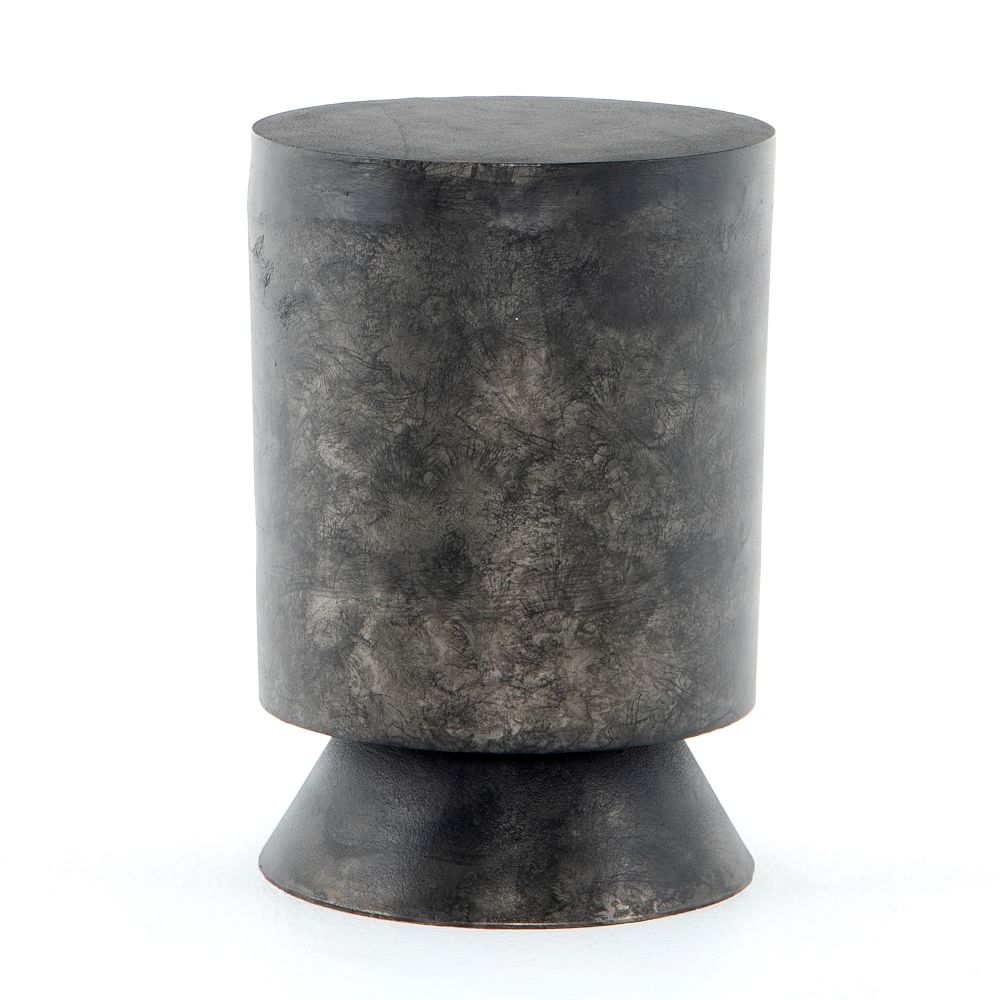Sculpted Aluminum Side Table, Raw Black - Image 0