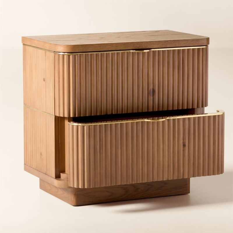 Davison 24" Fluted Oak 2-Drawer Nightstand - Image 1