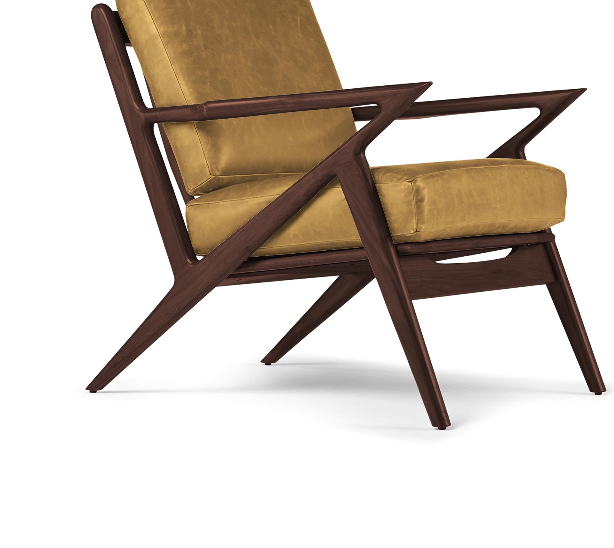 Brown Soto Mid Century Modern Leather Chair - Colonade Sycamore - Walnut - Image 1