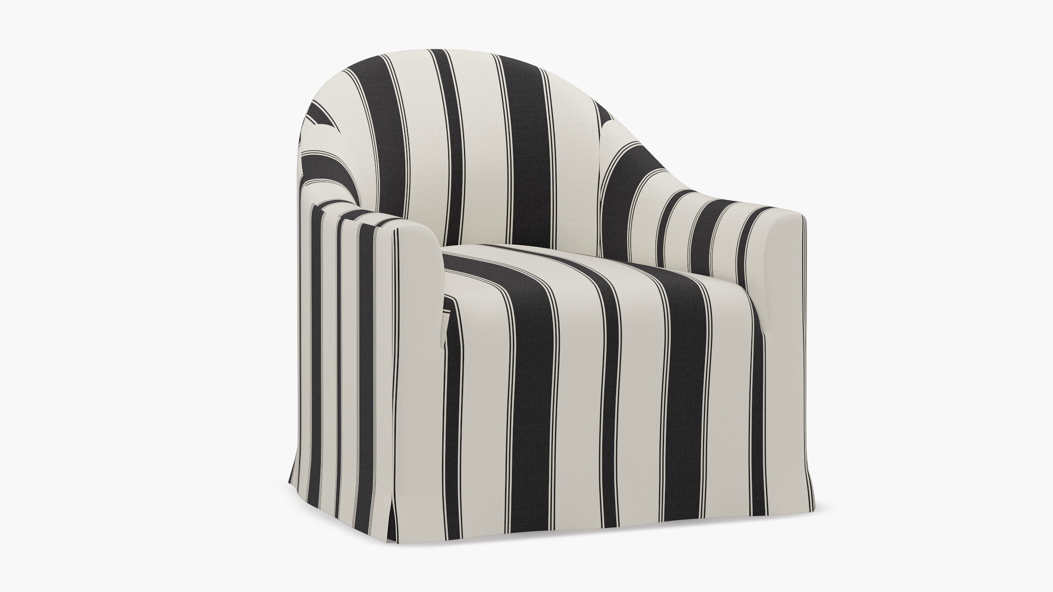 Slipcover Swivel Chair, Ink Clarence Stripe - Image 1