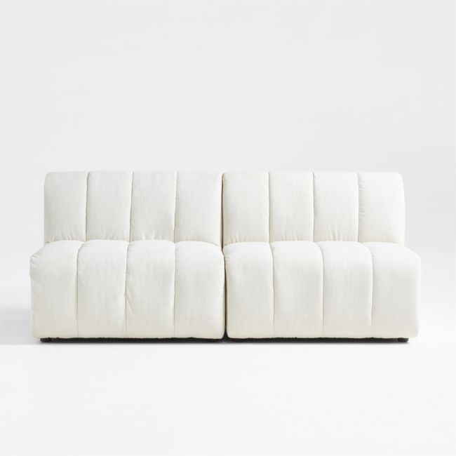 Jade Heathered Ivory 2-Piece Kids Puffer Armless Modular Sofa - Image 0