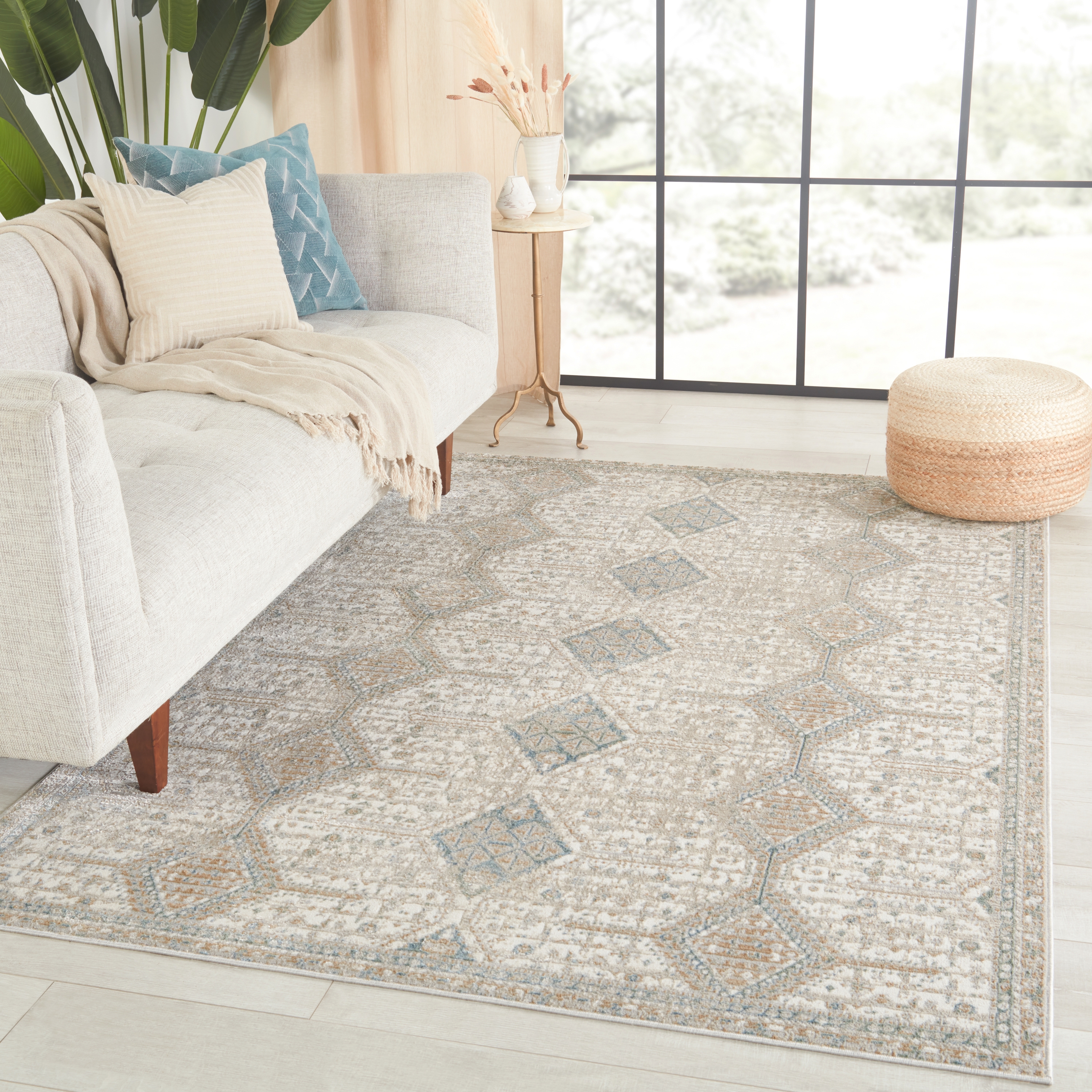 Vibe by Roane Trellis Gold/ Light Blue Runner Rug (2'6"X10') - Image 4