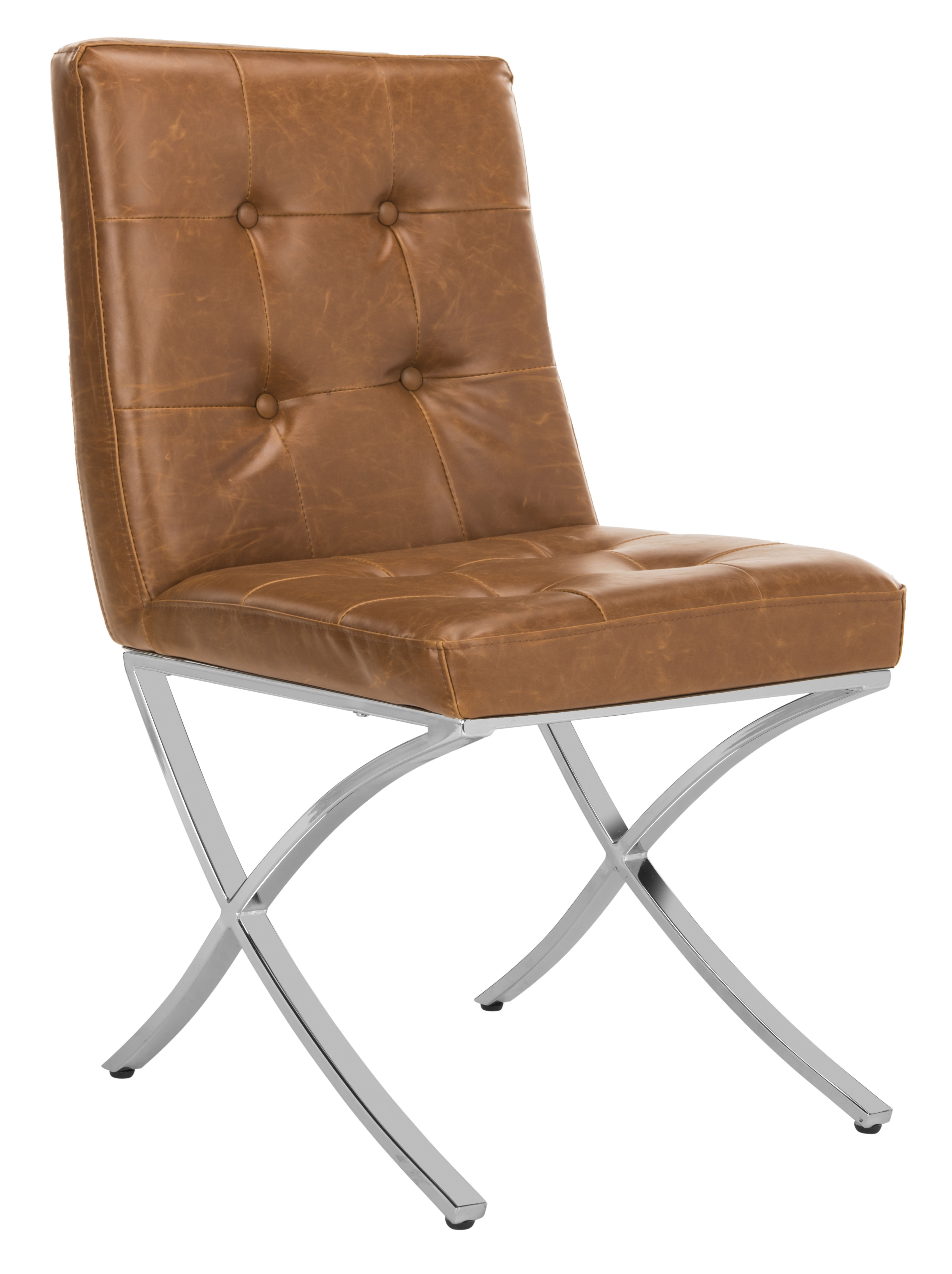 Walsh Tufted Side Chair - Light Brown/Chrome - Safavieh - Image 1