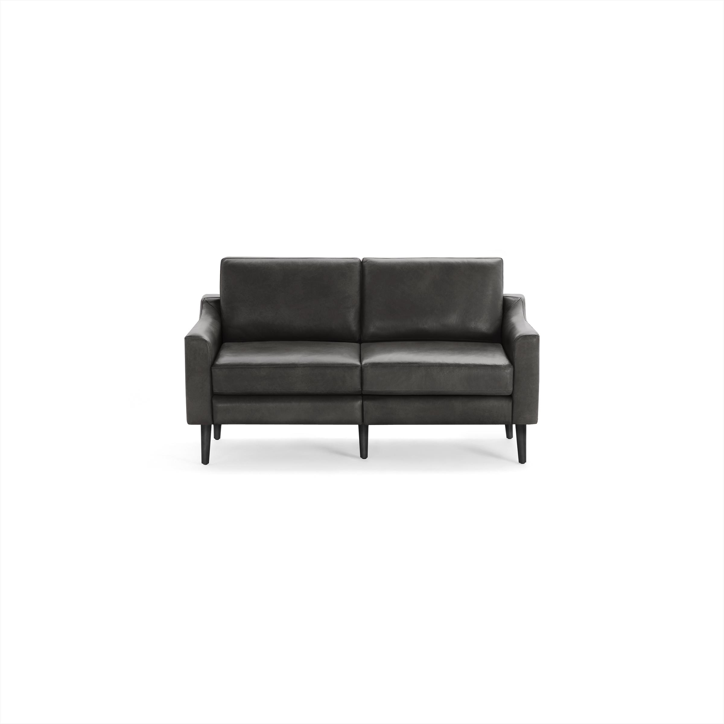 Nomad Leather Loveseat - Slate - Top Grain Leather / Ebony - Wood / Slope - Image 0
