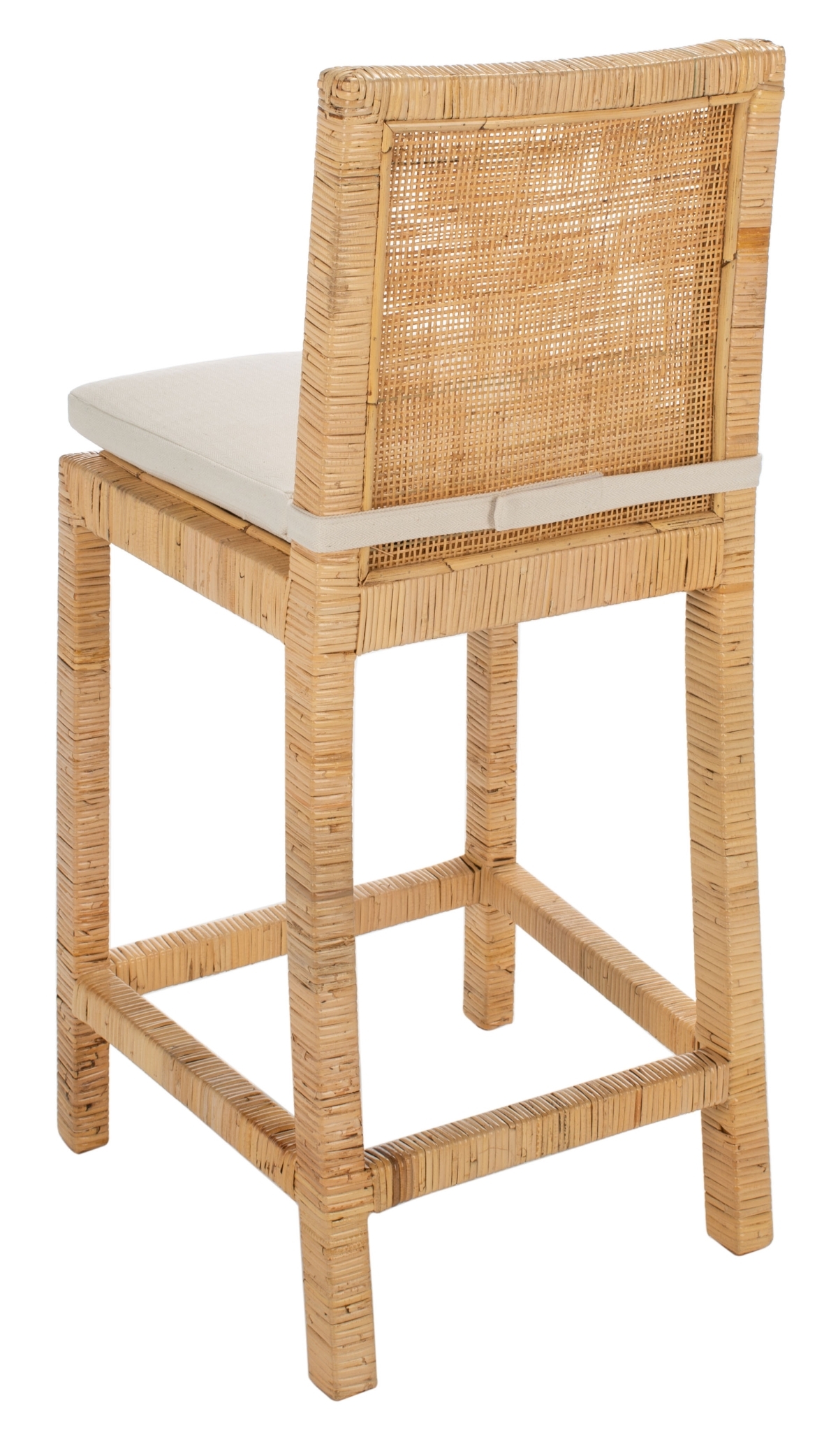 Tojo Cane Counter Stool W/ Cushion - White/Natural - Image 7