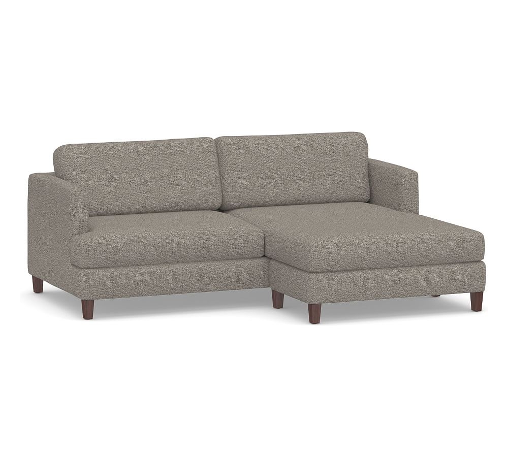 SoMa Ember Upholstered Sofa with Reversible Chaise Sectional, Polyester Wrapped Cushions, Performance Chateau Basketweave Light Gray - Image 0