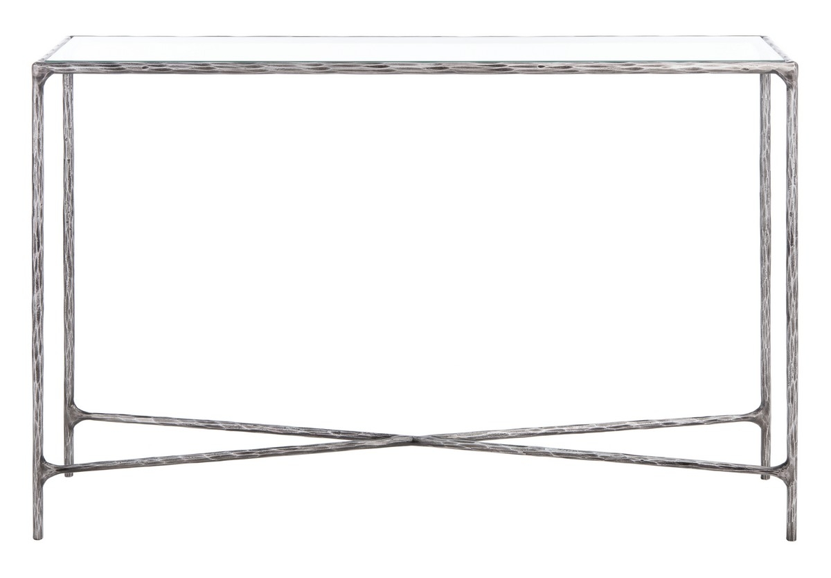 Jessa Forged Metal Rectangle Console Table - Silver - Image 0