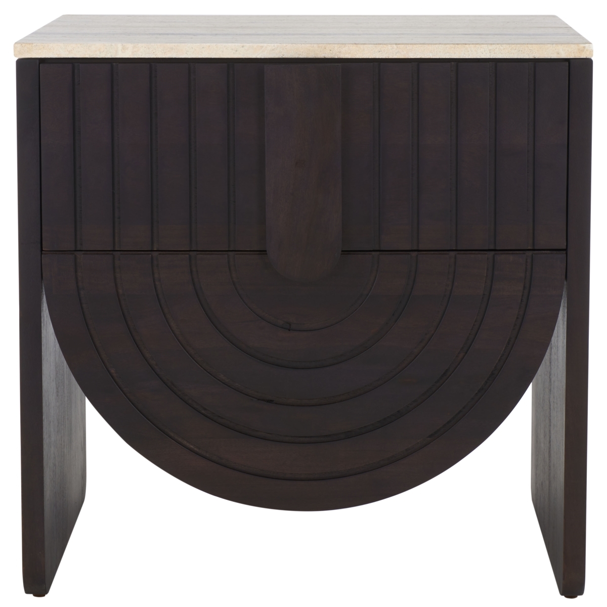 Floris Travertine Nightstand - Travertine/Black - Image 0