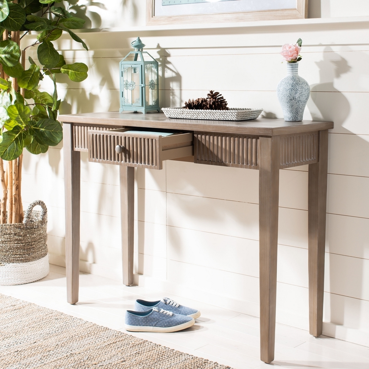 Beale Console With Storage Drawer - Grey - Safavieh - Image 2