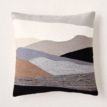 Crewel Landscape Pillow Cover, 20"x20", Neutral - Image 0
