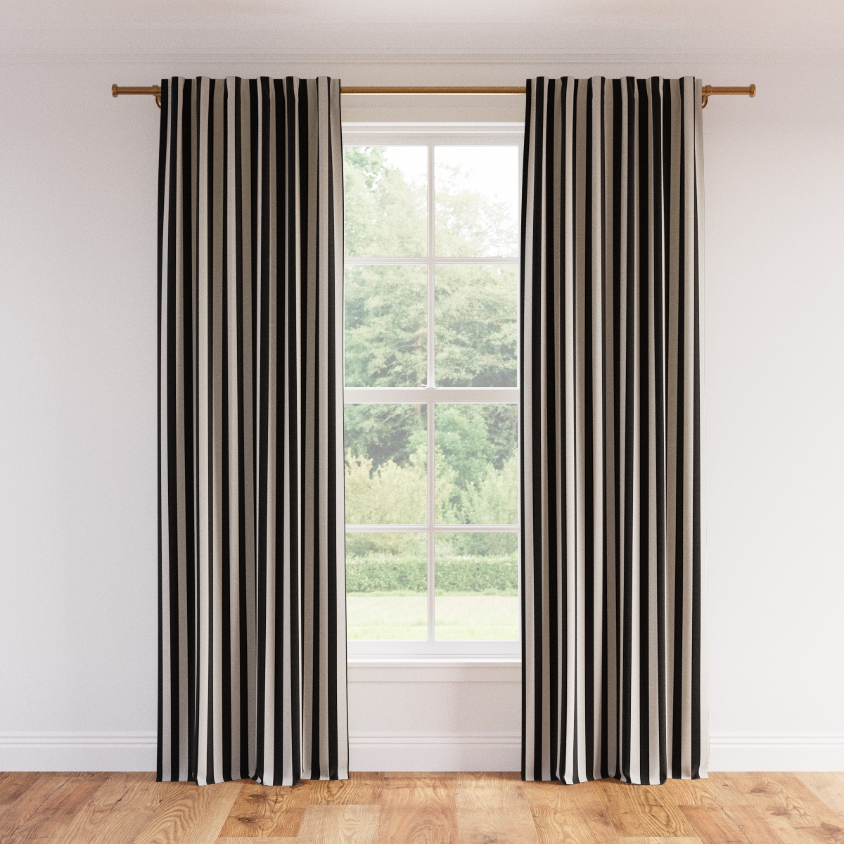 Printed Linen Curtain, Ink Cabana Stripe, 50" x 96", Unlined - Image 0