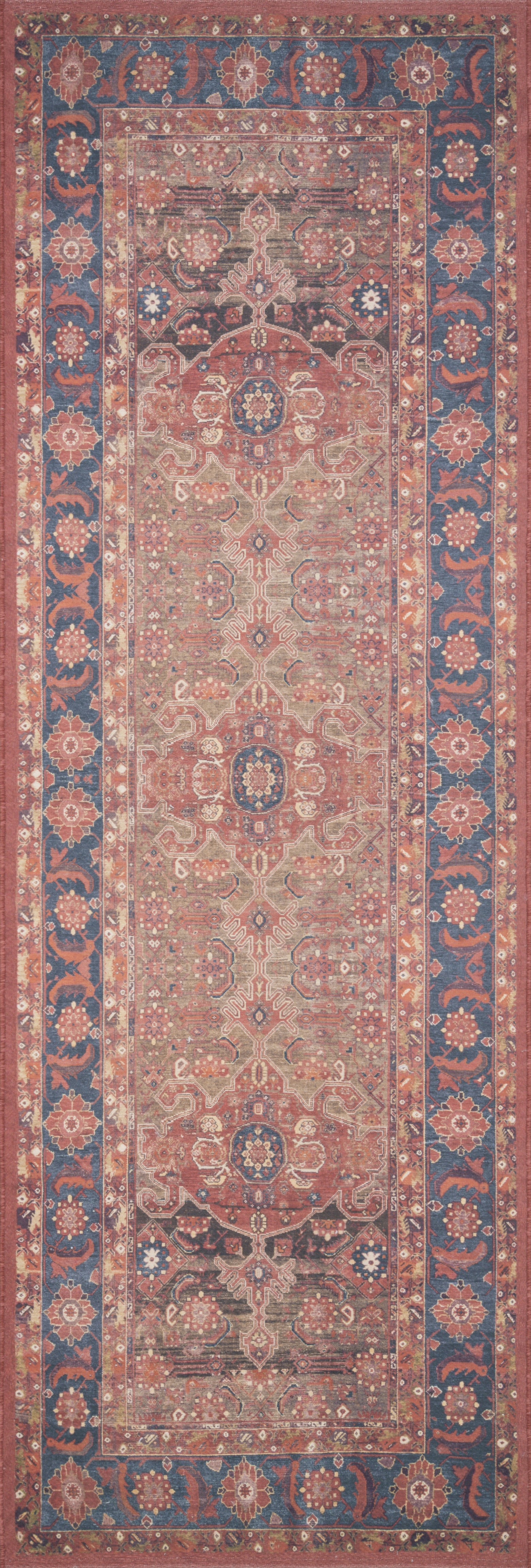 Magnolia Home by Joanna Gaines x Loloi Lucca LF-07 Rust / Blue 18" x 18" Sample - Image 3