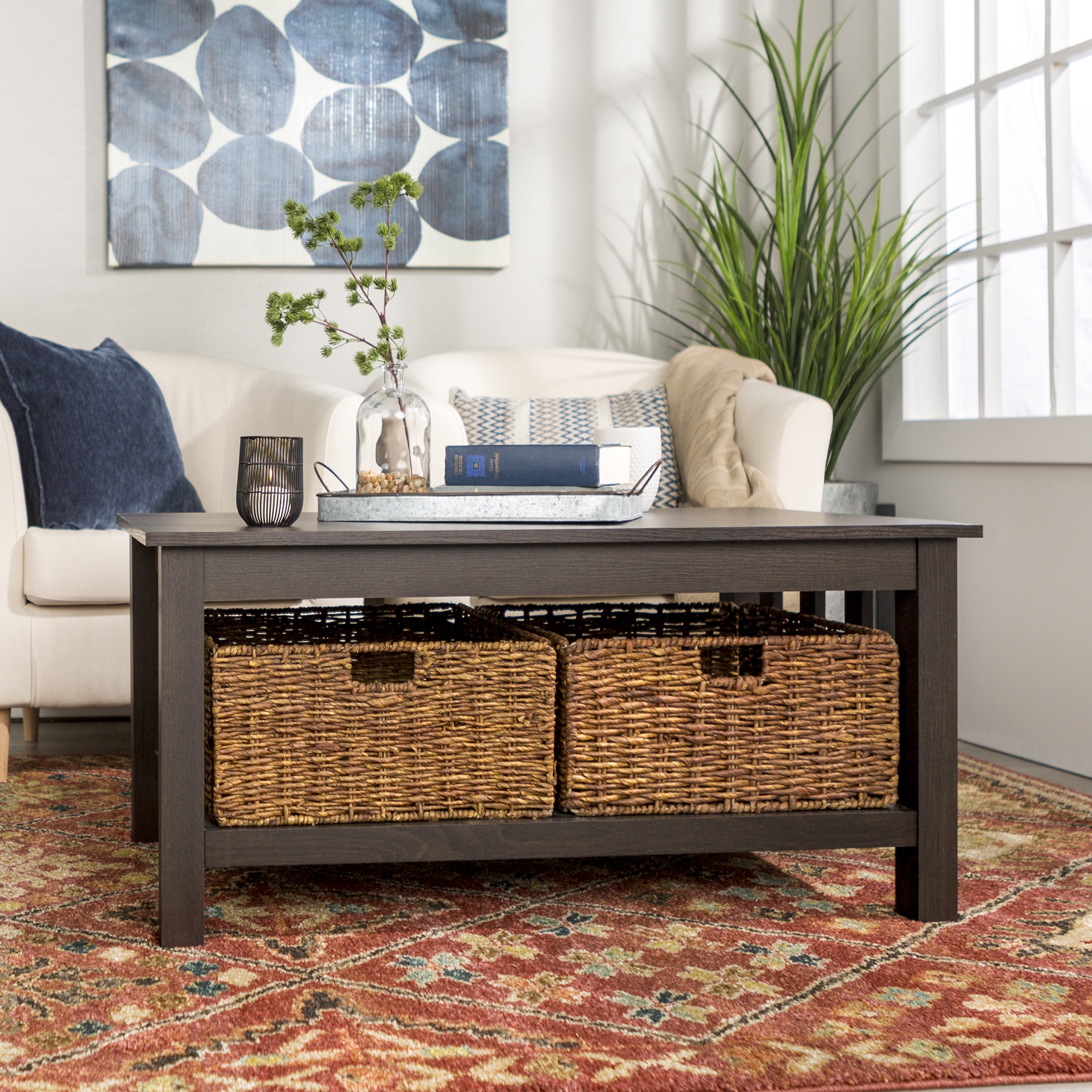 Mission Storage Coffee Table with Baskets - Espresso - Image 4