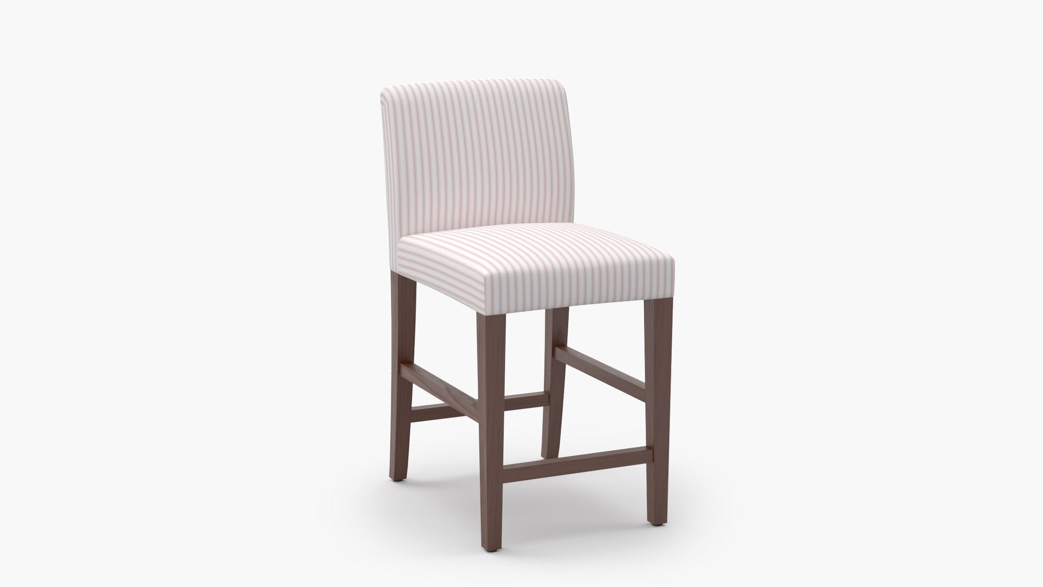 Signature Dining Counter Stool, Pink Classic Ticking Stripe, Walnut Square Tapered Leg - Image 1