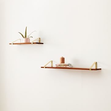 Linear Cool Walnut Wood Shelf 3FT, Fairfax Brackets, Dark Bronze - Image 1