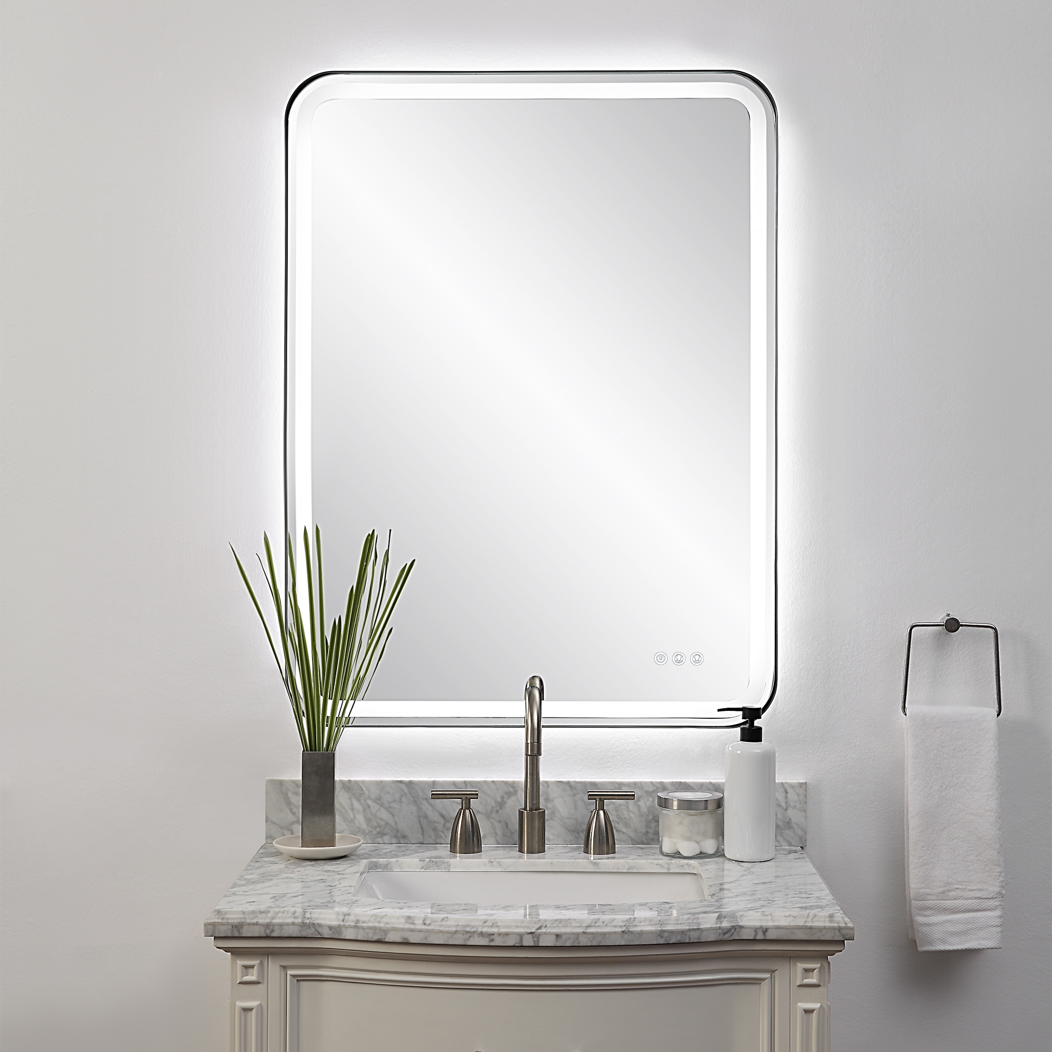 Crofton Lighted Black Large Mirror - Image 1