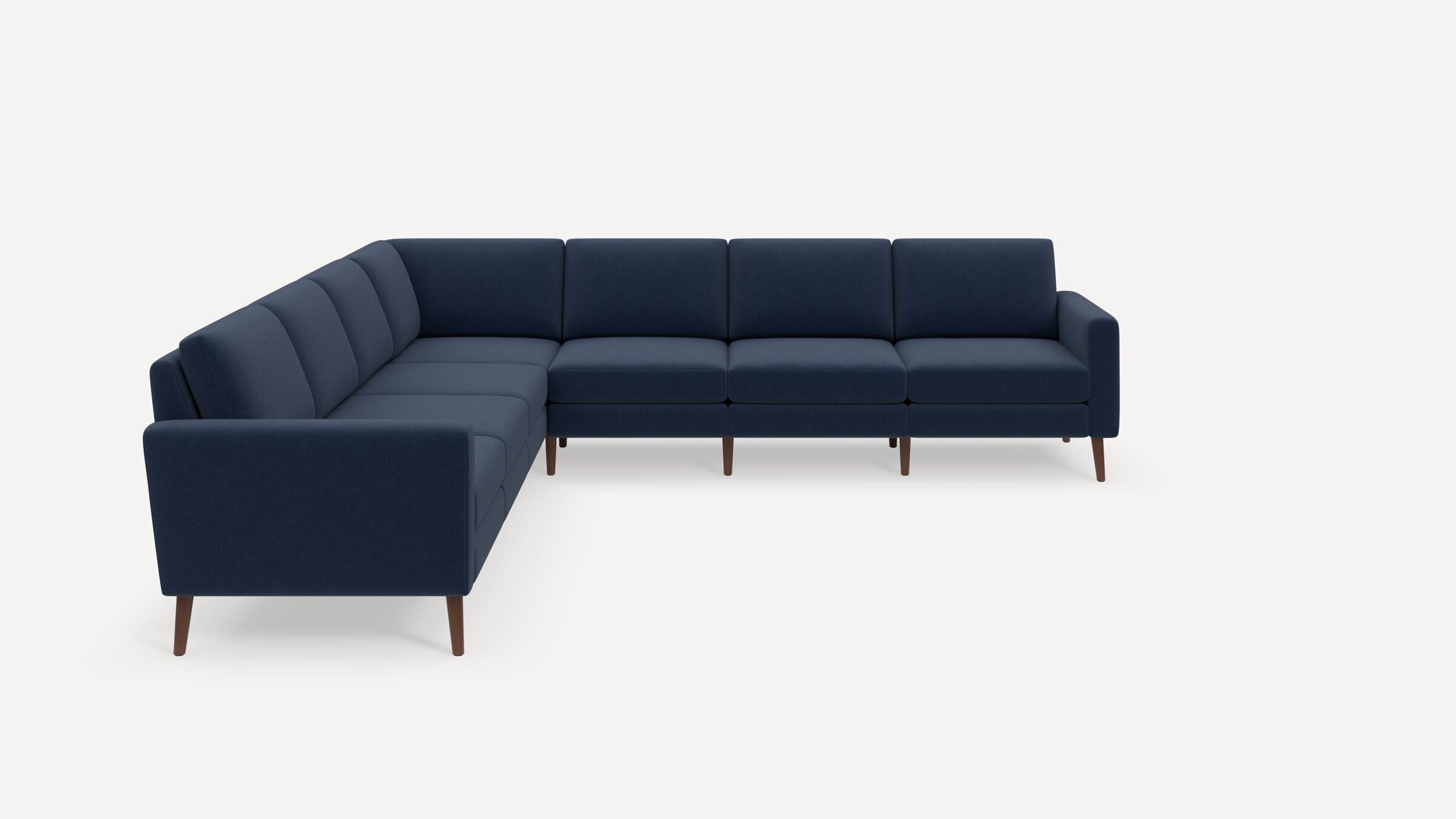 Nomad 7-Seat Corner Sectional - Navy Blue - Performance Flatweave / Walnut - Wood / Block - Image 0
