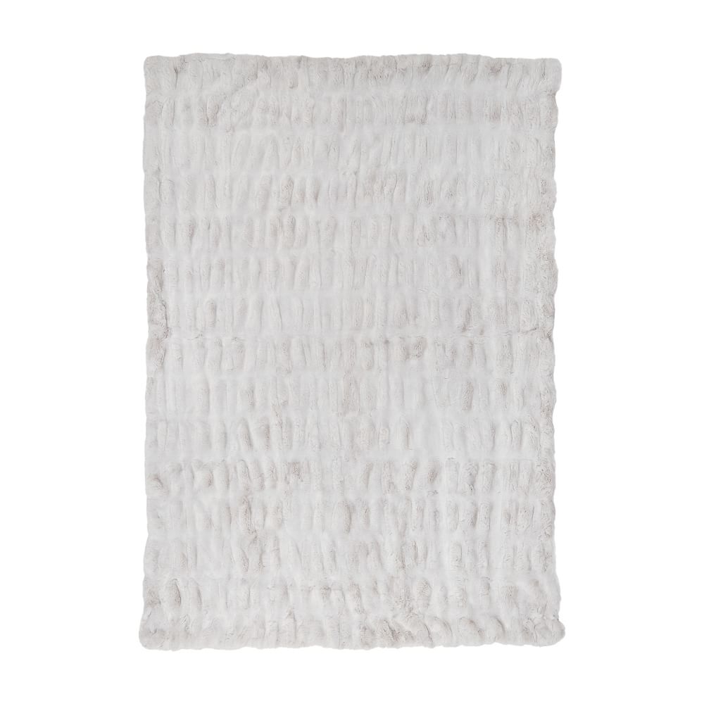 Ruched Recycled Faux-Fur Throw, 45x60, Pale Grey - Image 0