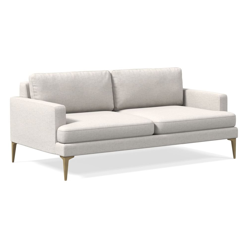 Andes Right Arm 2.5 Seater Sofa, Poly, Performance Coastal Linen, White, Blackened Brass - Image 0