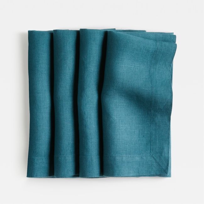 Marin Sea Blue EUROPEAN FLAX ™-Certified Linen Napkin, Set of 4 - Image 0
