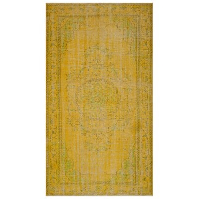 One-of-a-Kind Hand-Knotted 1960s Yellow 5'4" x 9'5" Area Rug - Image 0