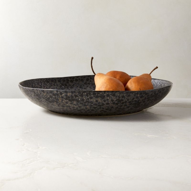 Hyacinth Black Serving Bowl with Reactive Glaze - Image 1