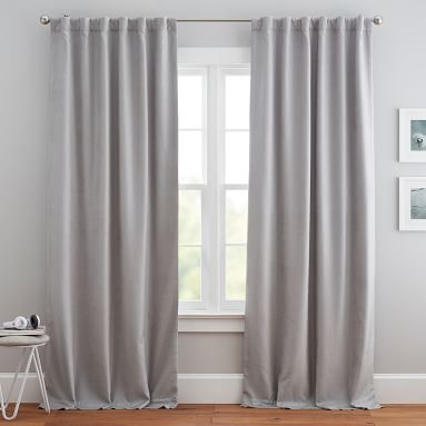 Cotton Chenille Curtain Panel, 44" x 108", Light Gray - Image 3