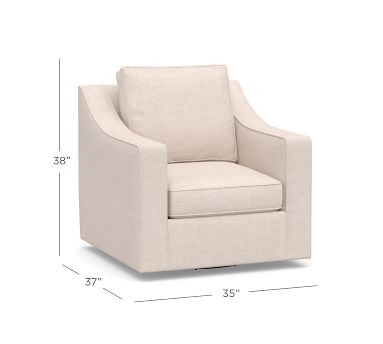 Cameron Slope Arm Upholstered Swivel Armchair, Polyester Wrapped Cushions, Park Weave Oatmeal - Image 2