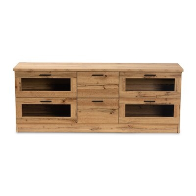 Modern Contemporary Home Office Entertainment TV Stand OAK BROWN FINISHED 2 Drawers - Image 0