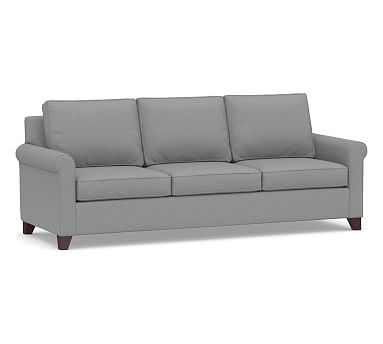 Cameron Roll Arm Upholstered Sofa 88" 3-Seater, Polyester Wrapped Cushions, Performance Brushed Basketweave Chambray - Image 0
