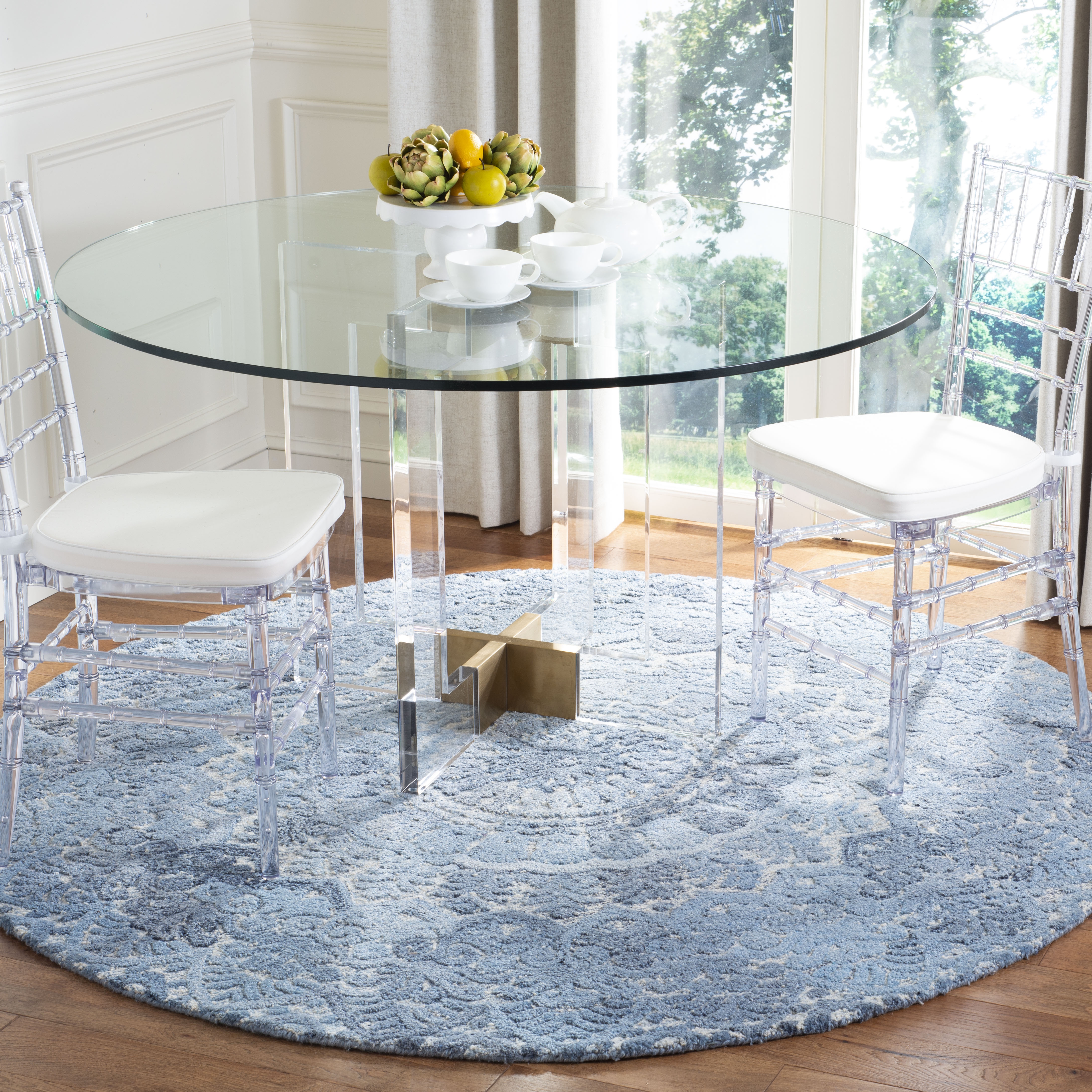 Arlo Home Hand Tufted Area Rug, MRQ110D, Blue/Ivory,  6' X 6' Round - Image 1