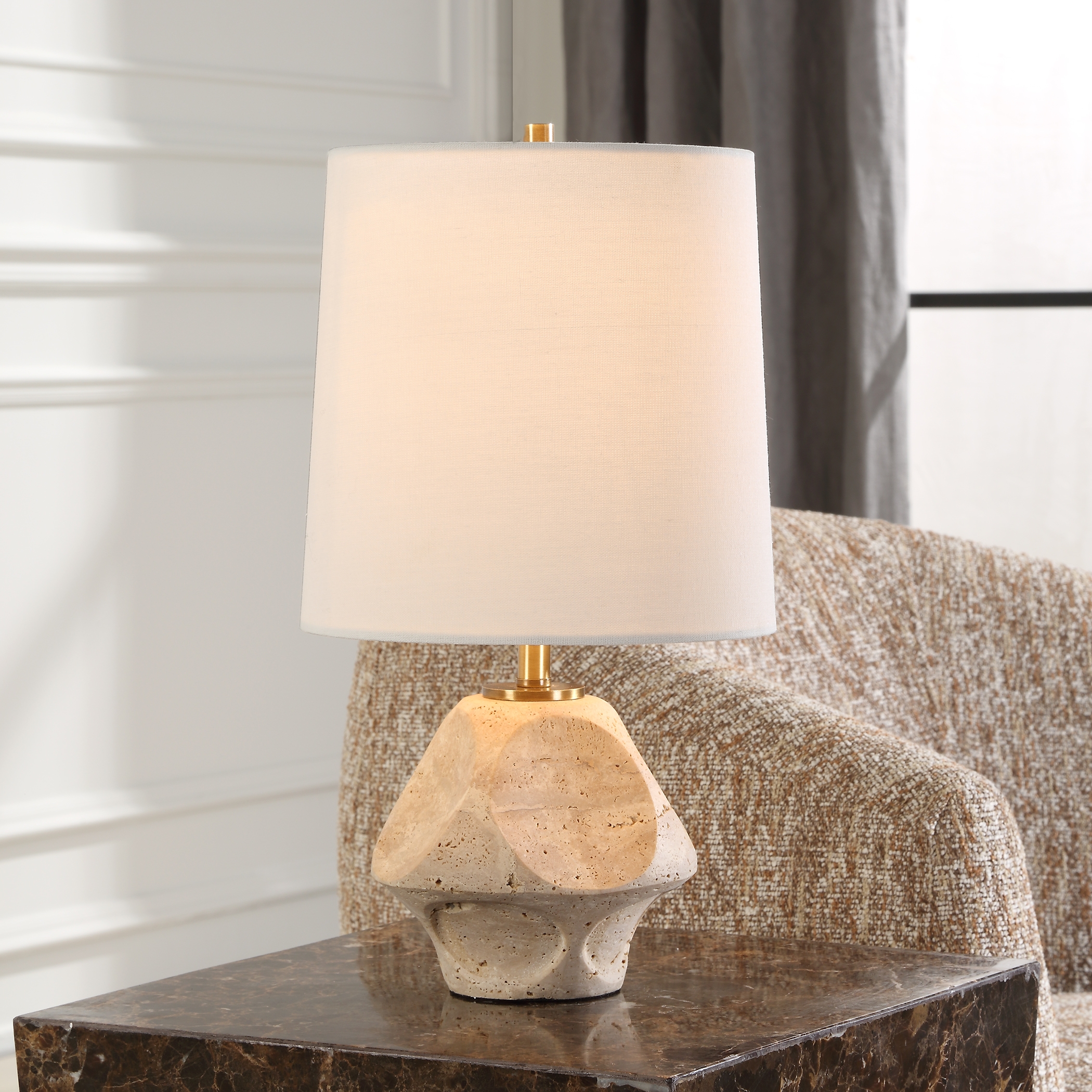 Indent Travertine Accent Lamp - Image 1