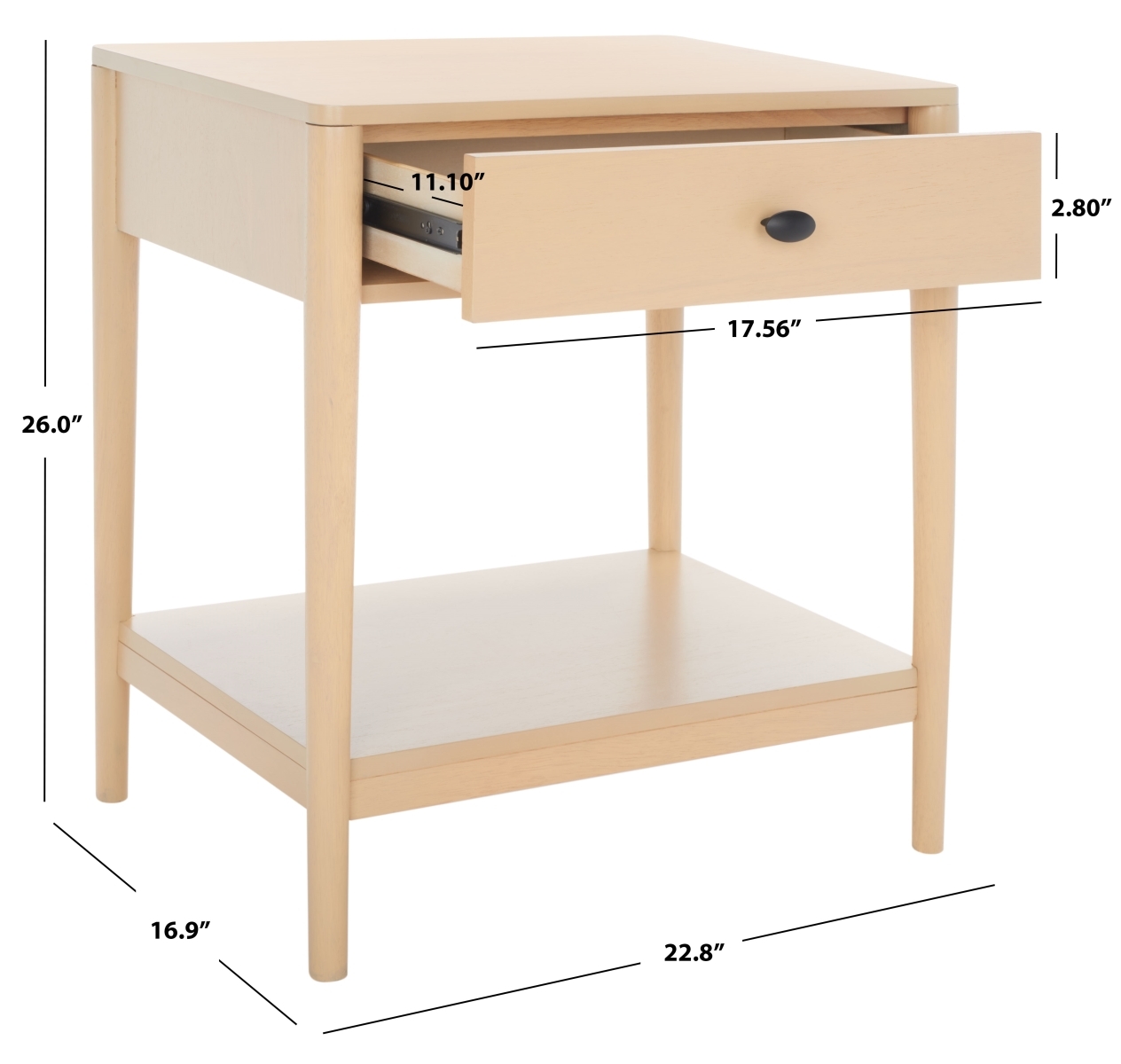 Boden 1 Drawer Nightstand - White Washed - Safavieh - Image 9
